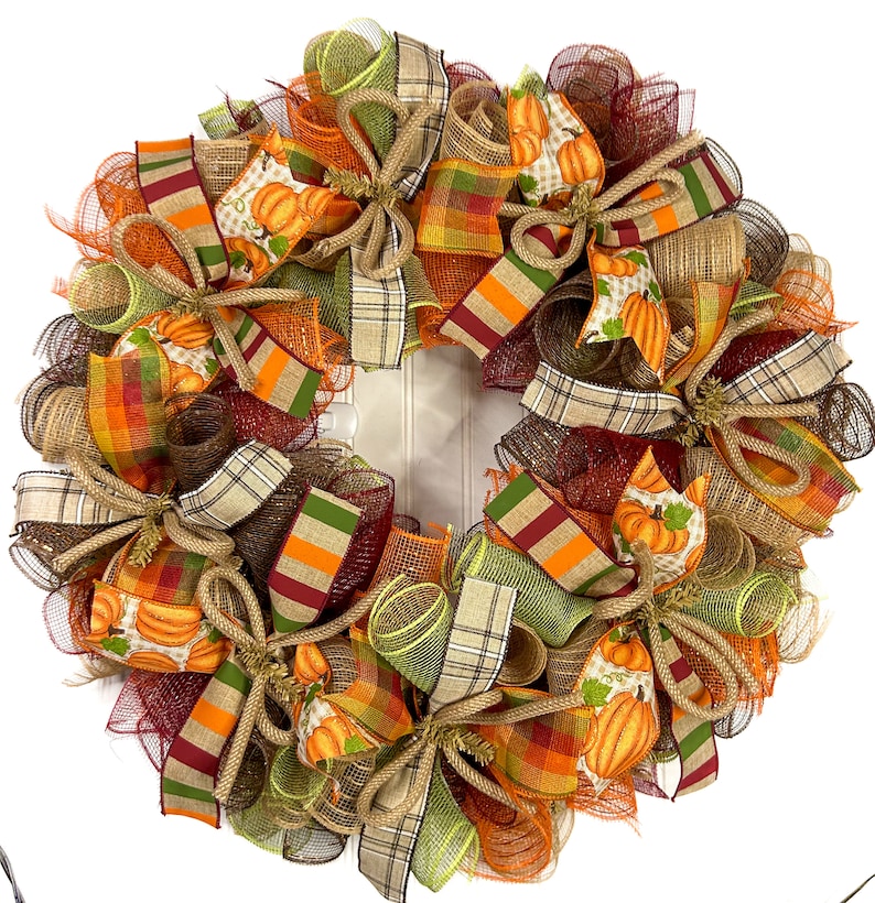 Fall Thanksgiving Mesh Wreath – Burlap Autumn Door Decor - Etsy