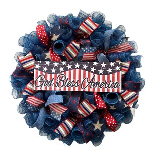 Patriotic wreath for front door, 4th of July wreaths, wreath for 4th of July, July 4th wreath for front door, patriotic decor, gift image 3