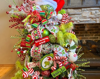 Grinch Stuck in Christmas Tree Kit – 7.5ft Pre-lit Bent Tree With
