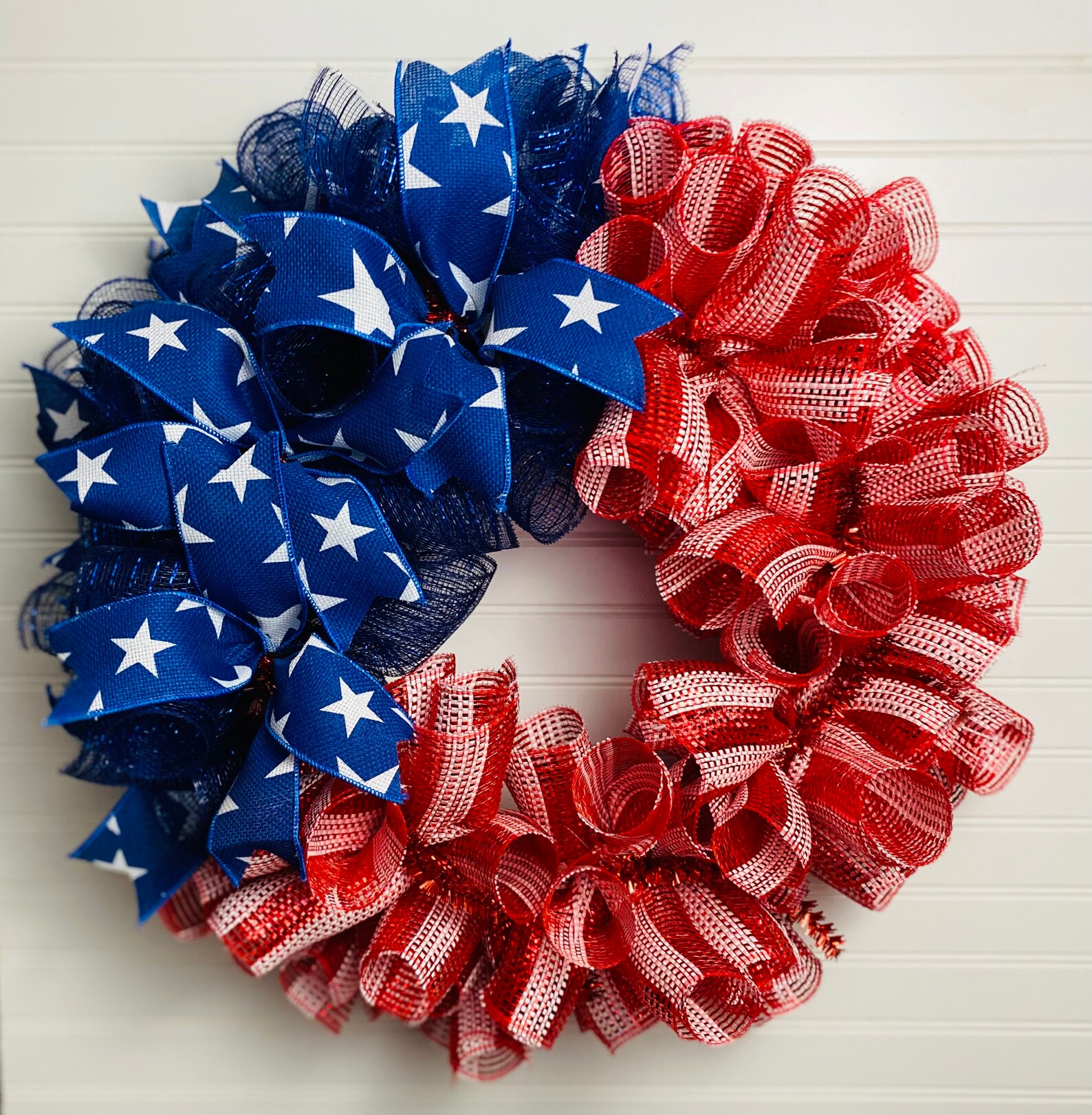Patriotic Mesh 4th of July Wreath, American Flag Decor - Etsy