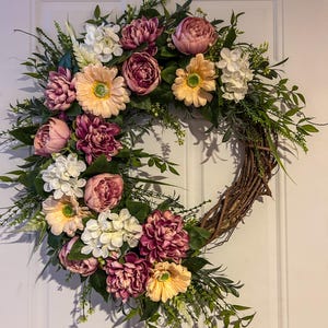 Spring Everyday Wreath, Farmhouse Wreath, Everyday Wreath, Front Door Wreath, Large Wreath, Greenery Wreath, Hydrangea Wreath, summer wreath