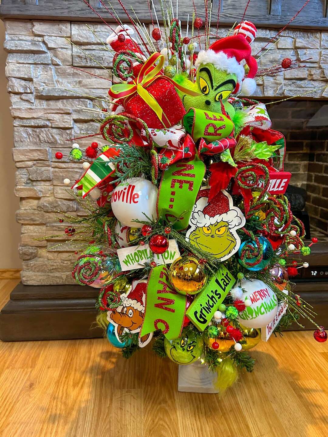 Grinch Christmas Tabletop Tree Grinch Christmas Decor Grinch Etsy
