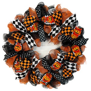 Halloween Wreath-Halloween door wreath-Halloween door decor-Halloween decor-Halloween wreath for front door-Halloween mesh wreath-Halloween