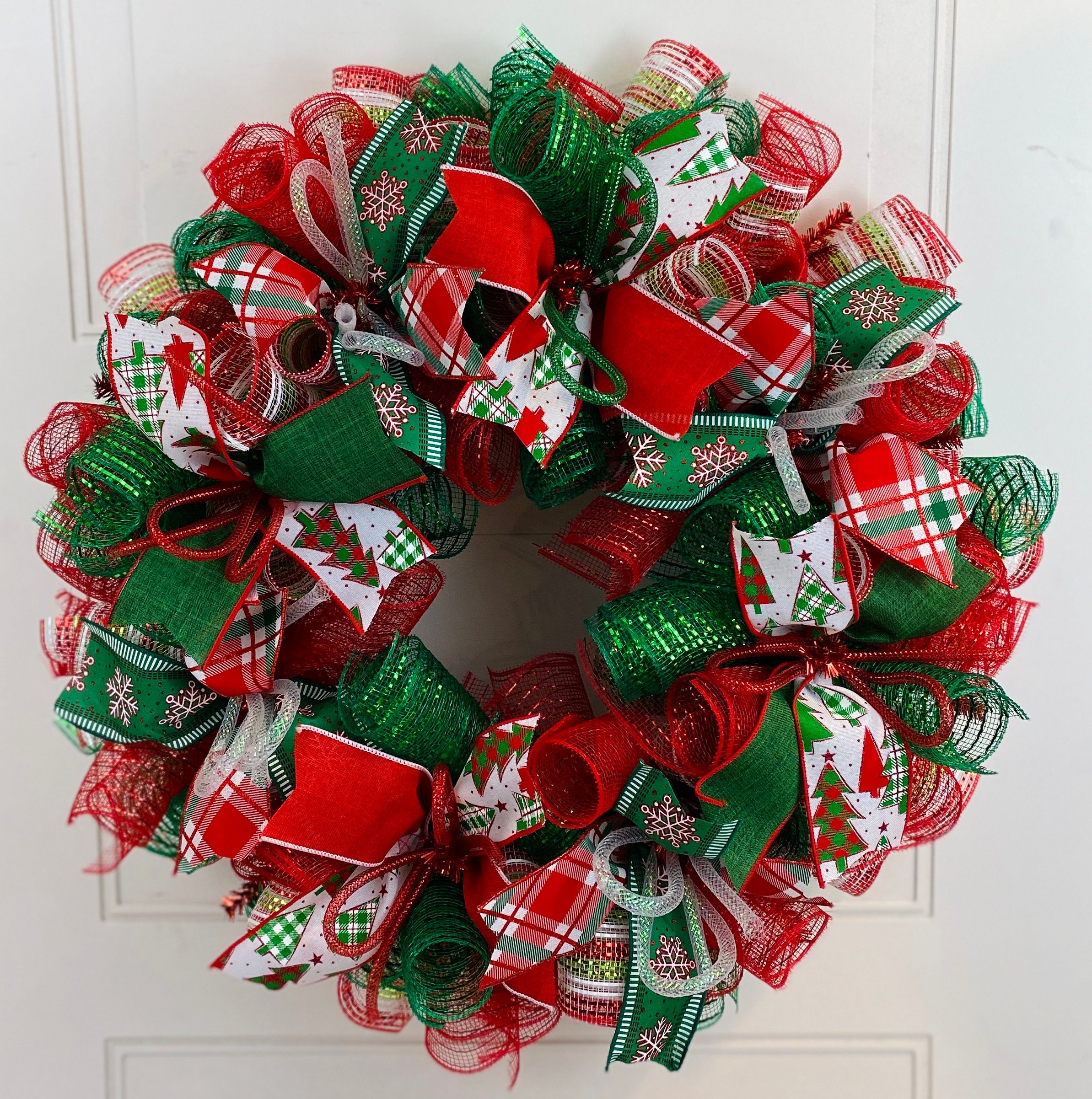 Christmas Wreath Holiday Wreath Red and Green Christmas - Etsy
