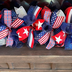 Patriotic garland, summer garland, Memorial Day decor, Fourth of July garland, red white and blue garland, 4th of July garland, mantle swag