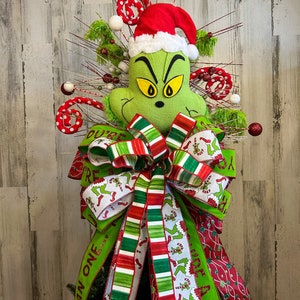 Grinch inspired tree topper, green monster tree topper, Christmas tree topper, deluxe grinch tree topper, Whoville Christmas tree topper