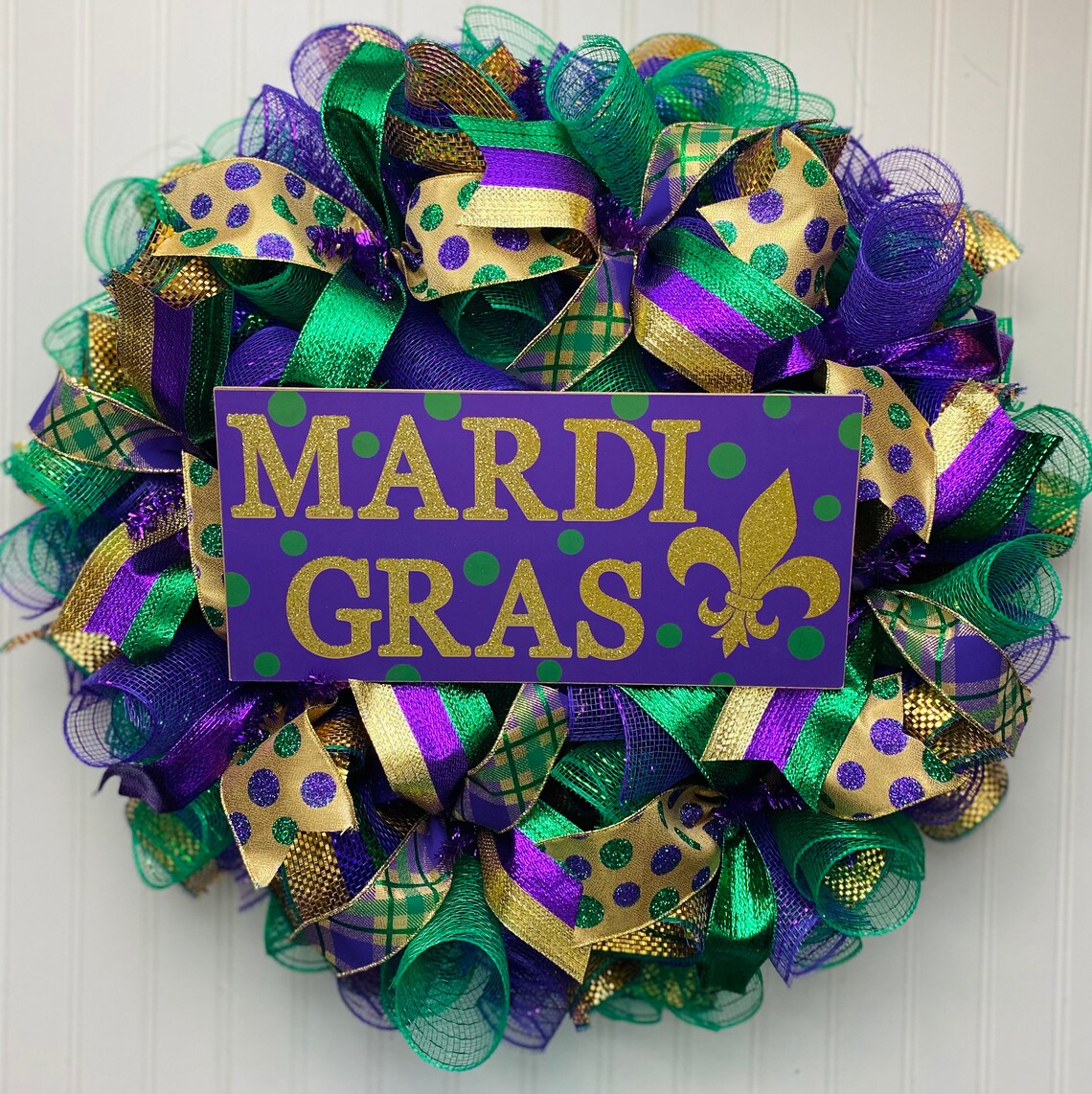Mardi Gras Wreath Mardi Gras Wreaths Mardi Gras Front Door Etsy