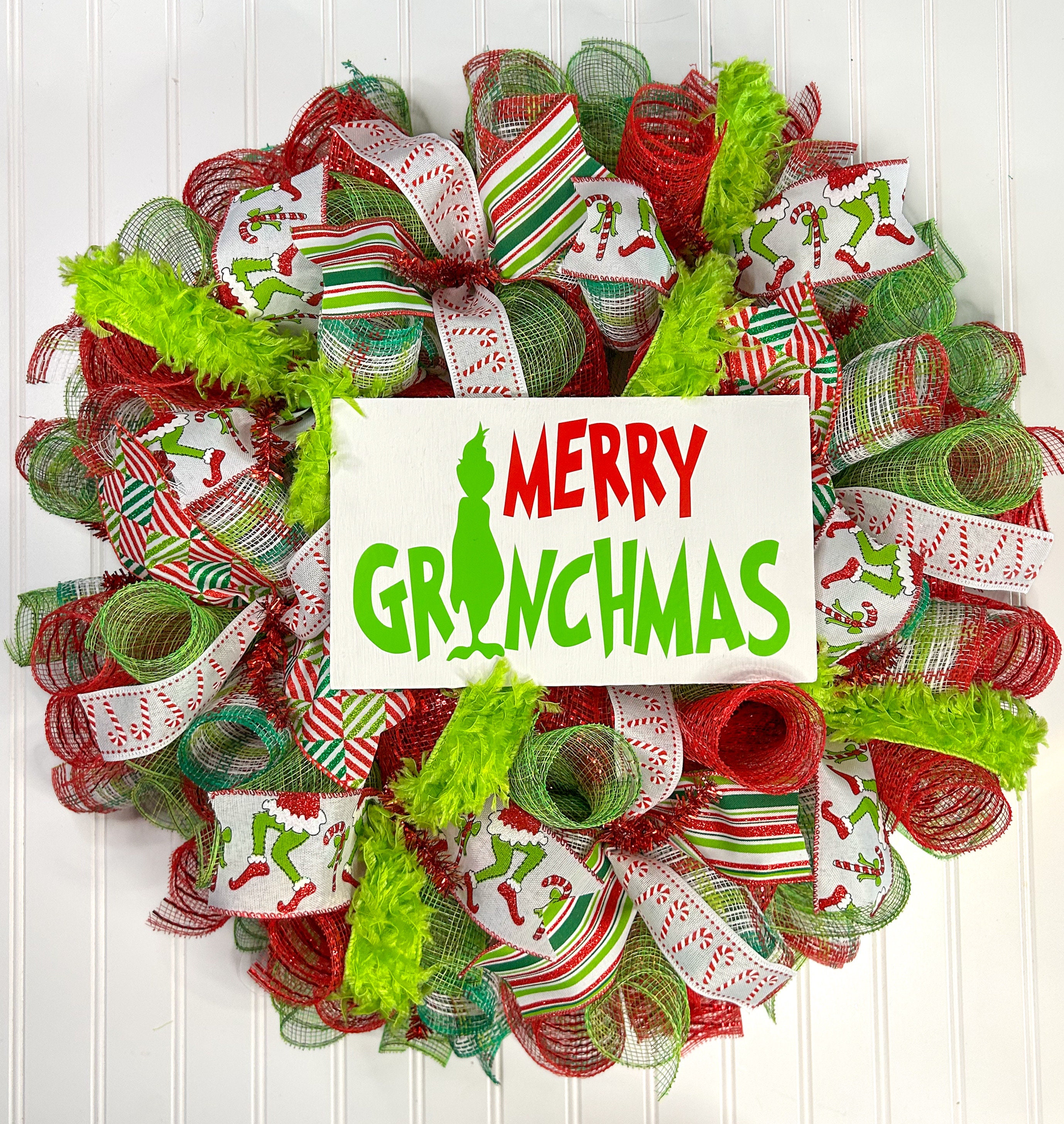 Grinch Wreath, Stink Stank Stunk Grinch Wreath for Door, Christmas