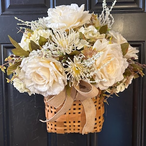 Everyday wreath basket, basket door decor, farmhouse wreath, hanging basket wreath for front door, front door wreath, home decor