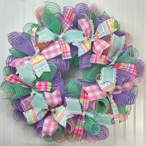 Colorful Easter Wreath: Spring Front Door Decor (24-25”)