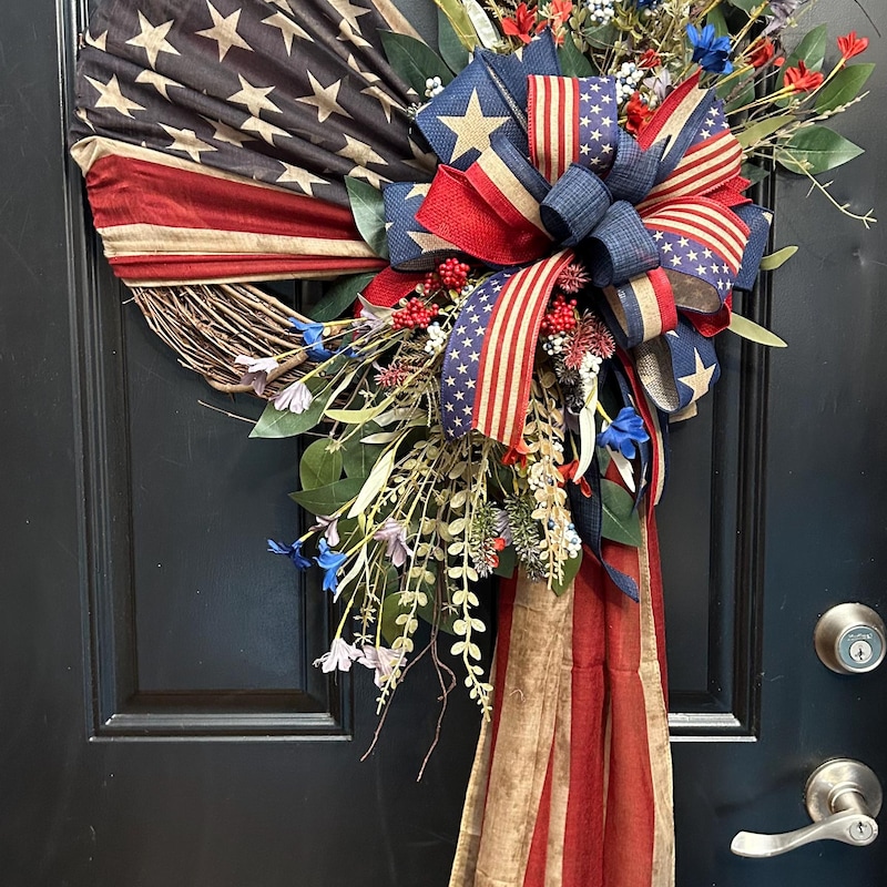American Flag Wreaths for Front Door - Etsy