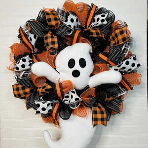 Happy Halloween Wreath, Halloween wreath, fall front door wreath, cute Halloween wreath, ghost wreath, Halloween wreaths for front door
