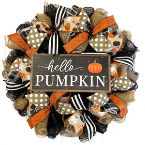 Fall wreaths for front door, Halloween wreath, wreath for fall, farmhouse wreath for front door, fall decor, hey pumpkin wreath, Halloween