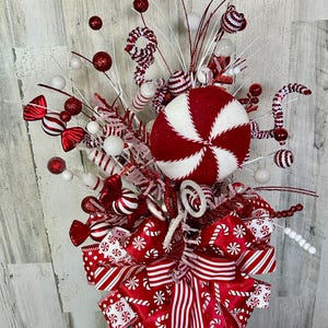 Christmas Tree Topper Candy Christmas Tree Topper Christmas Tree Decor Christmas Tree Toppers red white peppermint Tree topper