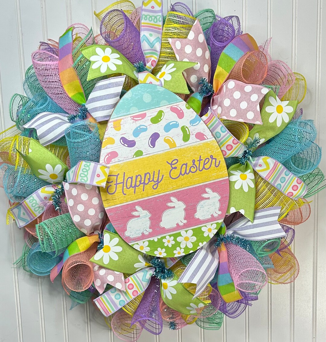 Happy Easter Wreath, Easter Wreath, Easter Decor, Front Door Wreath
