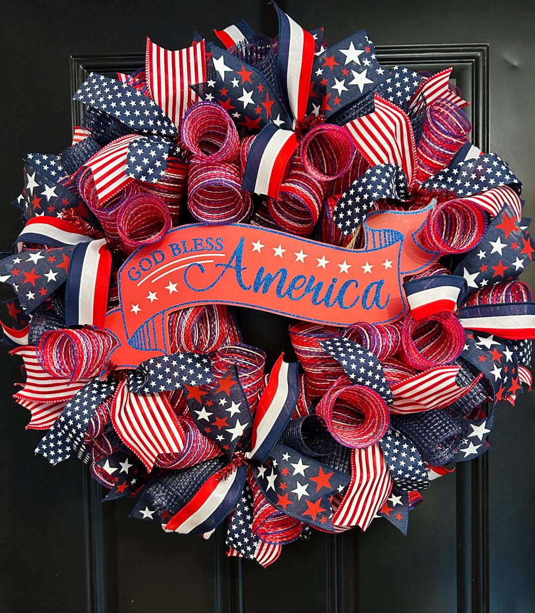 Patriotic Wreath, 4th of July Wreath, Red White and Blue Wreath ...