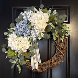 Year Round Hydrangea Wreath - Hydrangea Wreath- Grapevine Wreath - Etsy Wreath - Wreaths for door - Door Wreath - everyday wreath -  decor