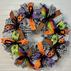 Halloween Wreath-Halloween door wreath-Halloween door decor-Halloween decor-Halloween wreath for front door-Halloween mesh wreath-Halloween