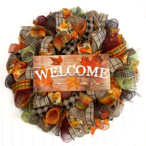 Fall Pumpkin Welcome Wreath: Thanksgiving Front Door Decor