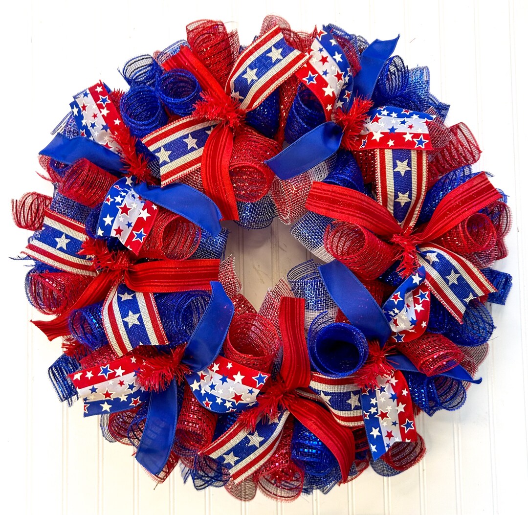 Patriotic Wreath for Front Door, 4th of July Wreath, Memorial Day ...