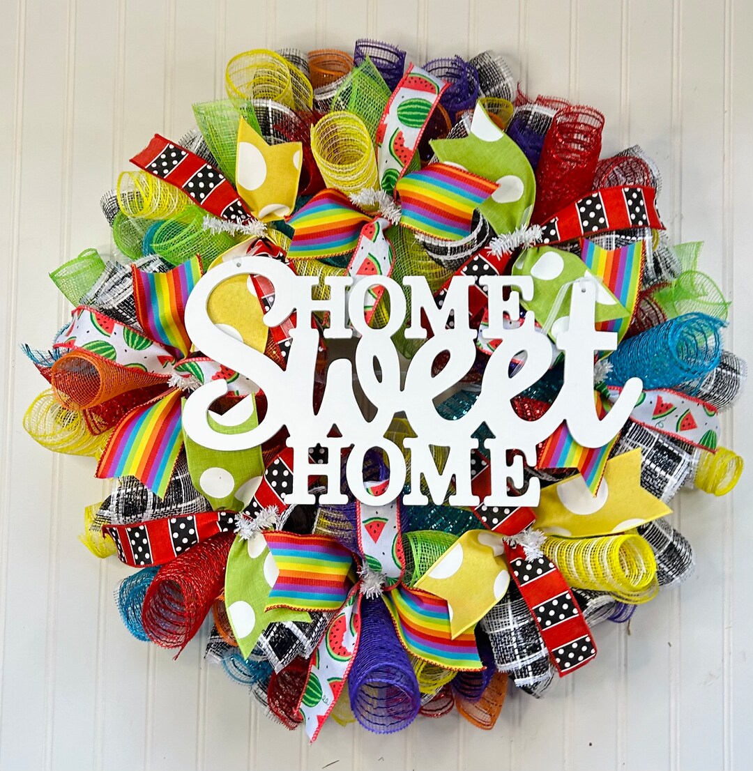 Summer Wreaths for Front Door Outdoor, Summer Wreath, Colorful Wreath