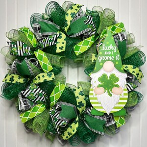 St. Patrick’s day wreath for front door, wreath for St. Patrick’s Day, gnome wreath, St. Patrick’s  decorations, shamrock wreath,  wreath
