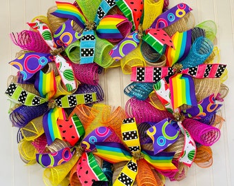 Watermelon Summer Wreath: Rainbow Front Door Decor