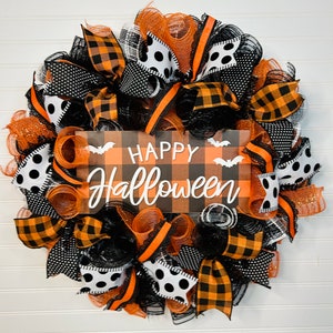Halloween Wreath-Halloween door wreath-Halloween door decor-Halloween decor-Halloween wreath for front door-Halloween mesh wreath - fall