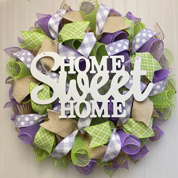 Spring wreath / Easter wreath/ Spring deco mesh wreath for door, spring front door wreath, spring wreaths, spring decor, home sweet home