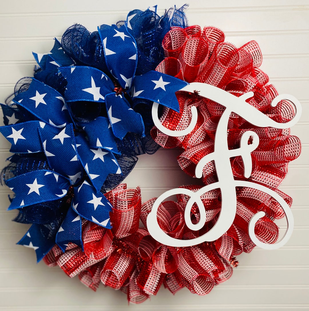 Flag Door Wreath Fourth of July Wreath Patriotic Wreath Summer Wreath