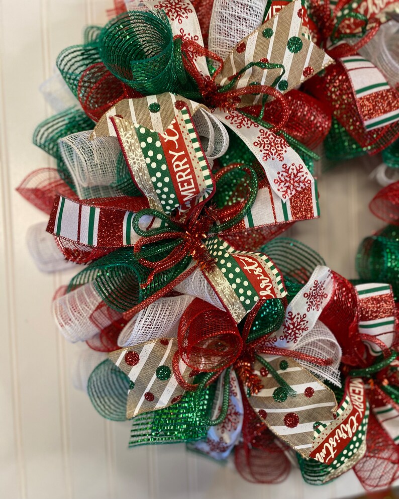 Christmas Wreath - Holiday Wreath - Red and Green Christmas Decor ...