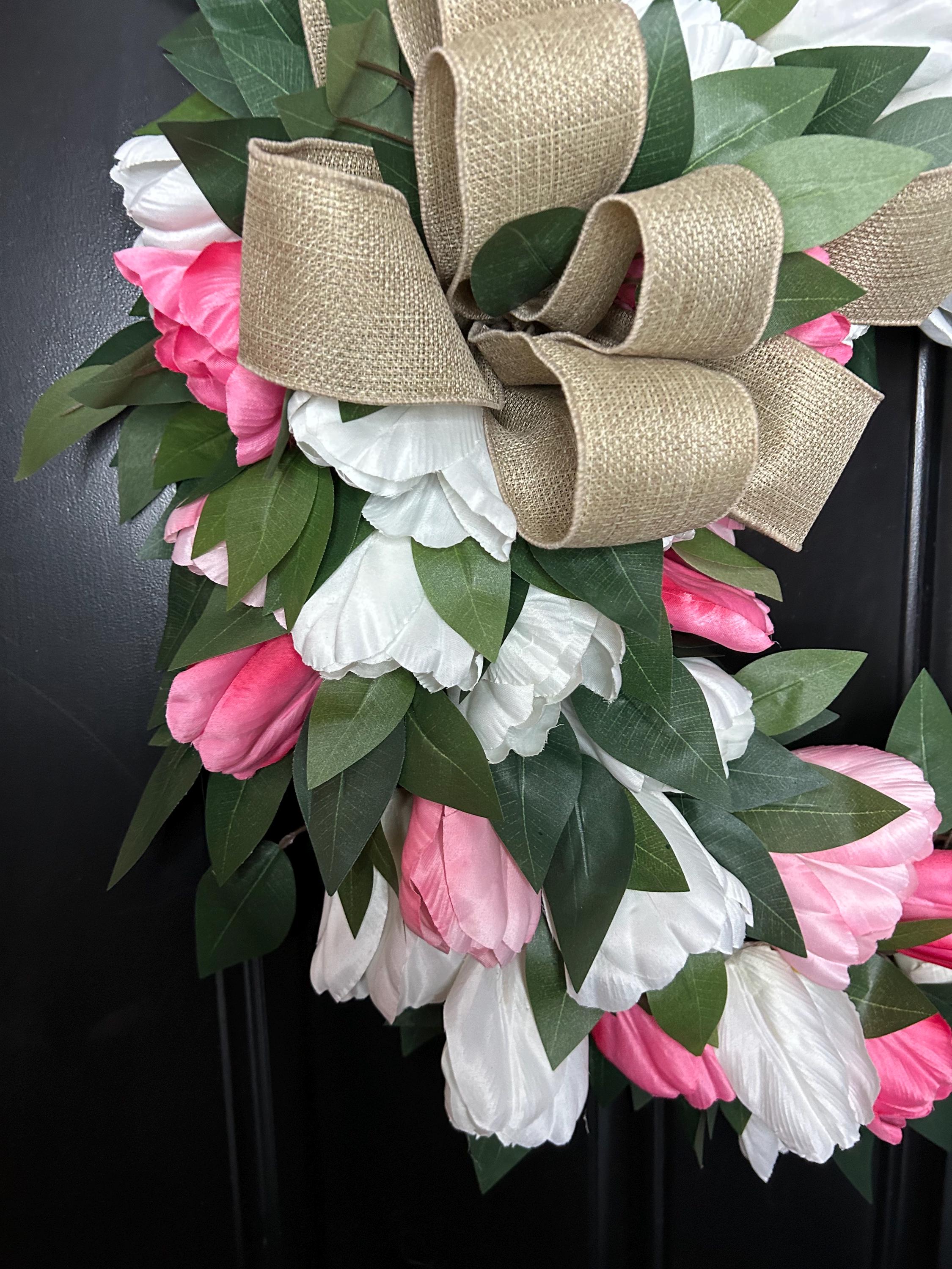 Pink Tulip Grapevine Wreath, Spring Summer Door Decor - Etsy
