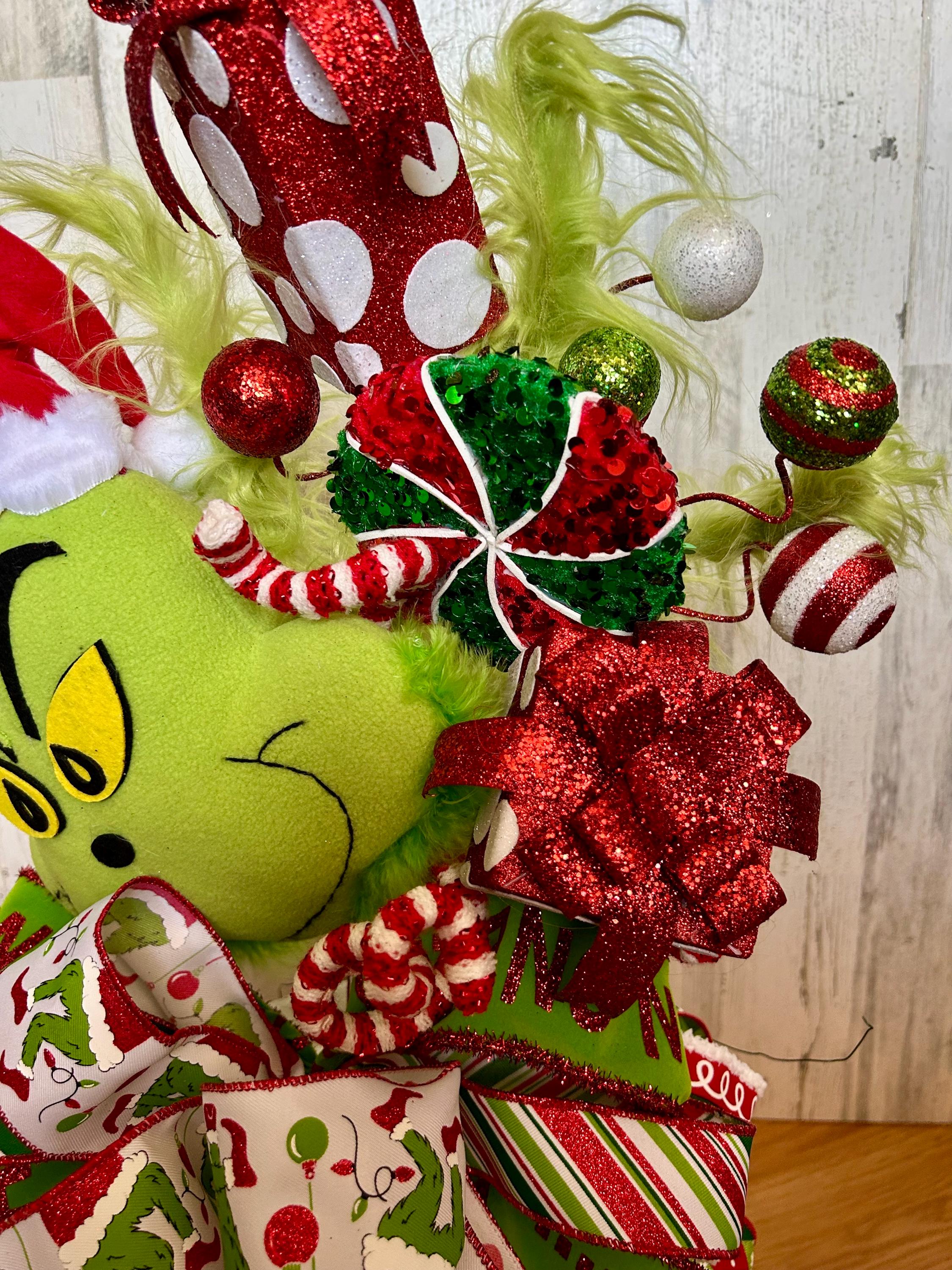 5 Nœuds Sapin Grinch En Fausse Fourrure Verte - Décoration De Noël Thème Grinch Pour Guirlande, Couronne