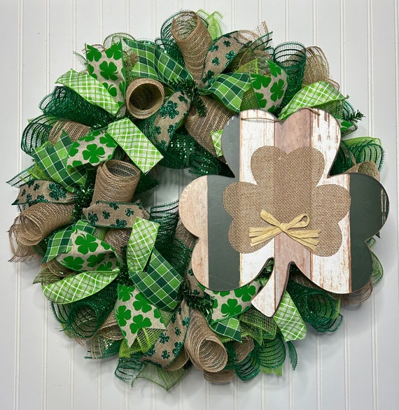 St. Patrick's Day Wreath, St. Patrick's Day Mesh Wreath