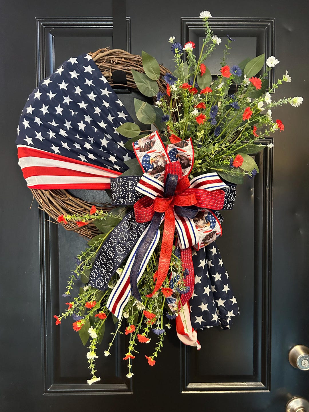Patriotic Wreath, 4th of July Wreath, Red White and Blue Wreath ...