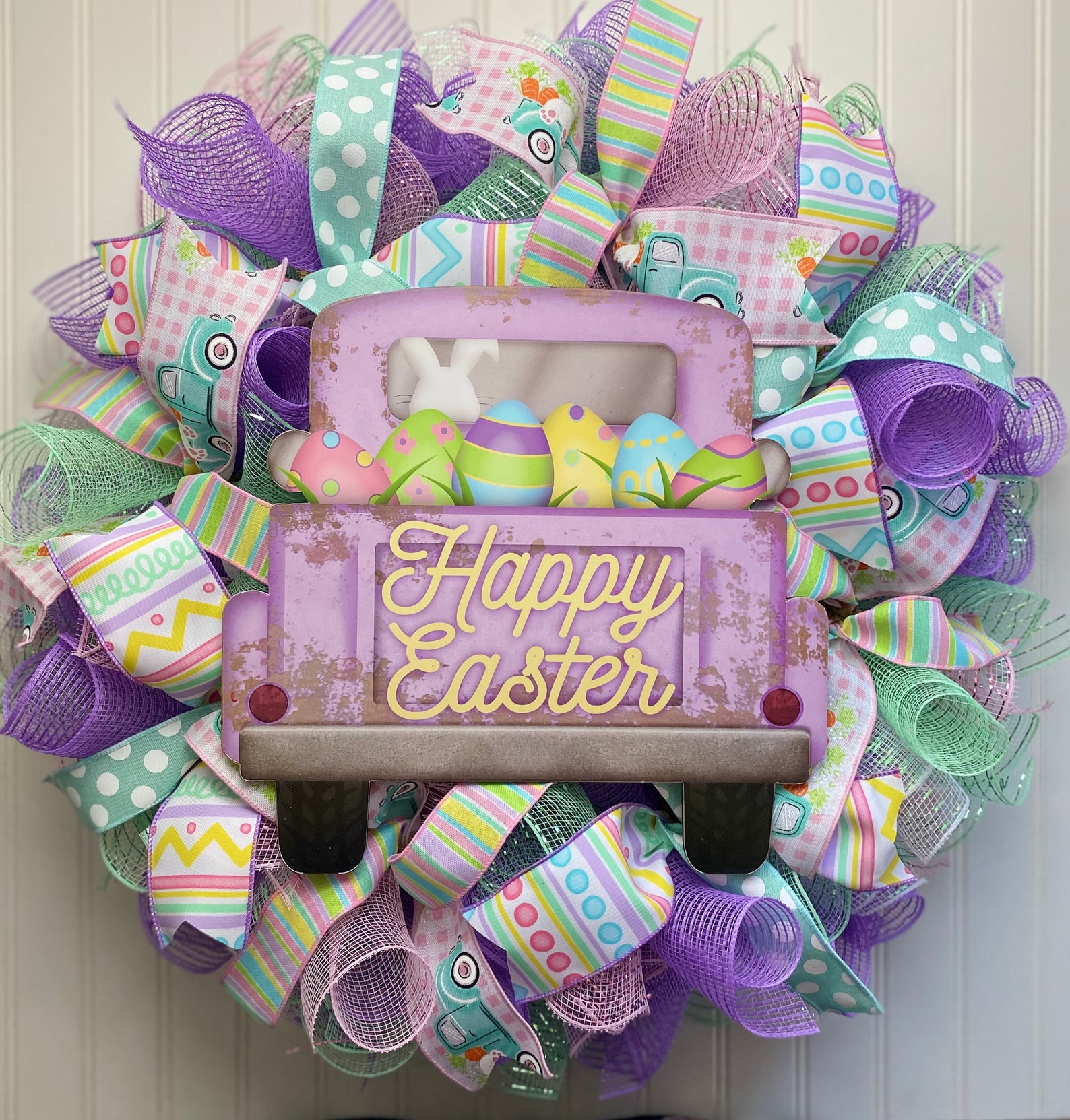 Front Door Pastel Wreath for Easter