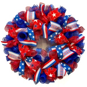 Patriotic wreaths for front door, patriotic wreaths, patriotic wreath, Memorial Day decor, 4th of July wreath, red white and blue wreath