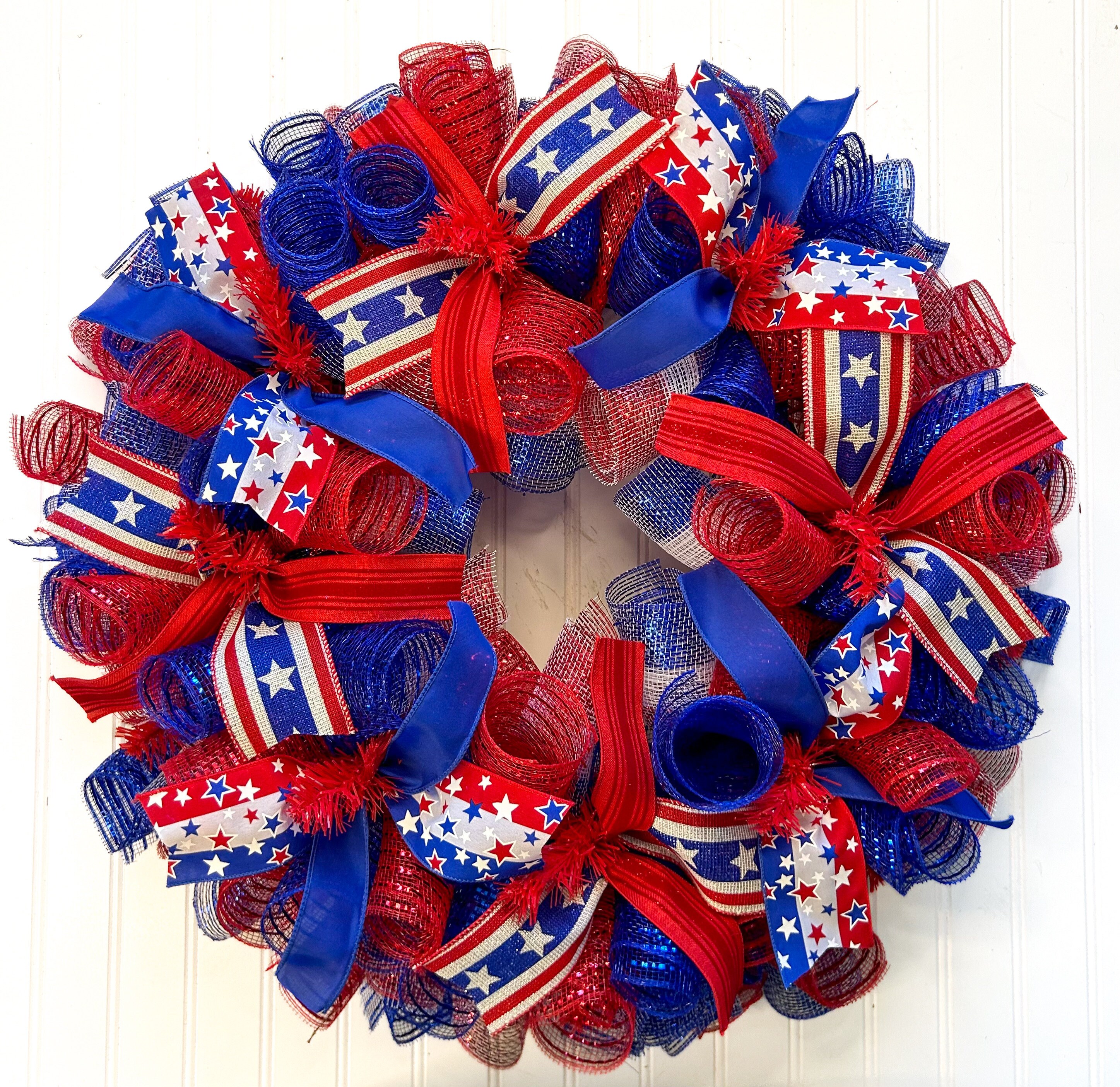 Patriotic Wreath for Front Door, 4th of July Wreath, Memorial Day ...