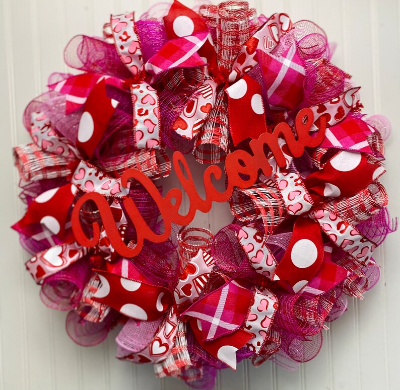 Valentine Wreath Valentine Wreaths Valentines Day Wreath Etsy