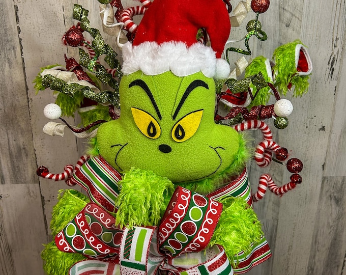 Grinch Inspired Tree Topper, Green Monster Tree Topper, Christmas Tree Topper, Deluxe Grinch