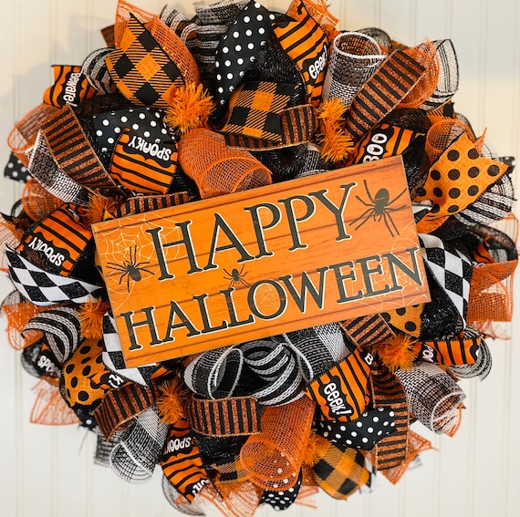 Halloween Wreath-Halloween door wreath-Halloween door decor-Halloween decor-Halloween wreath for front door- Boo wreath for Halloween