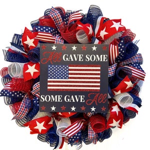 Red White Blue Patriotic Wreath: Memorial Day, 4th of July Decor