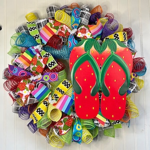 Strawberry Summer Wreath: Colorful Front Door Decor