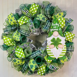 St. Patrick’s Day Wreath, gnome Wreath, Irish Wreath, Clover Wreath, Shamrock Wreath, st patricks day wreath for front door, home decor