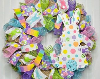 Easter Wreath, Easter Swag, Easter Decorations, Easter Decor, Spring Wreath, Easter Door Decor, Bunny Wreath, Bunny Swag, wreath for Easter