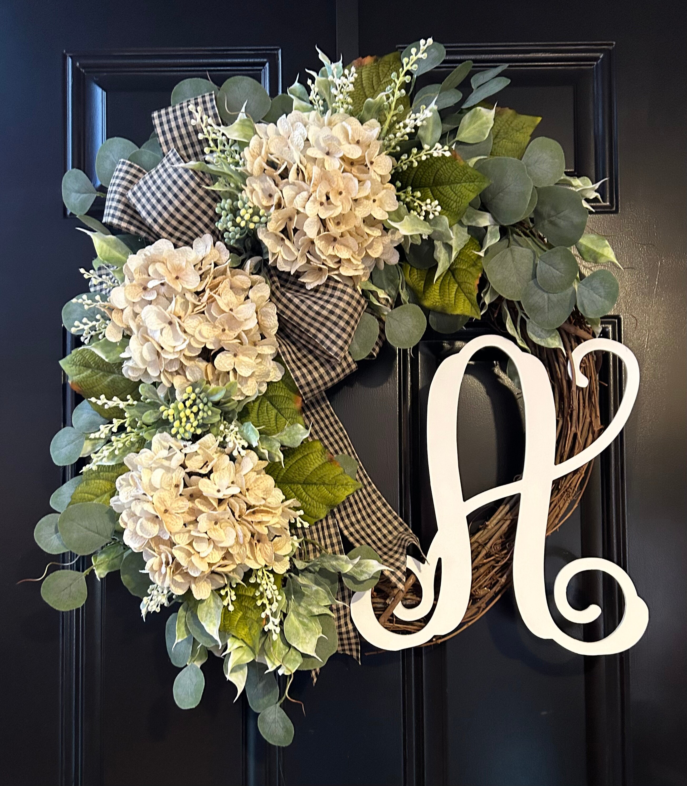 Front Door Decor | Last Name | Personalized | wreaths for Front Door| Front Door Hanger | Year Round Wreath | Front Door Wreath | monogram