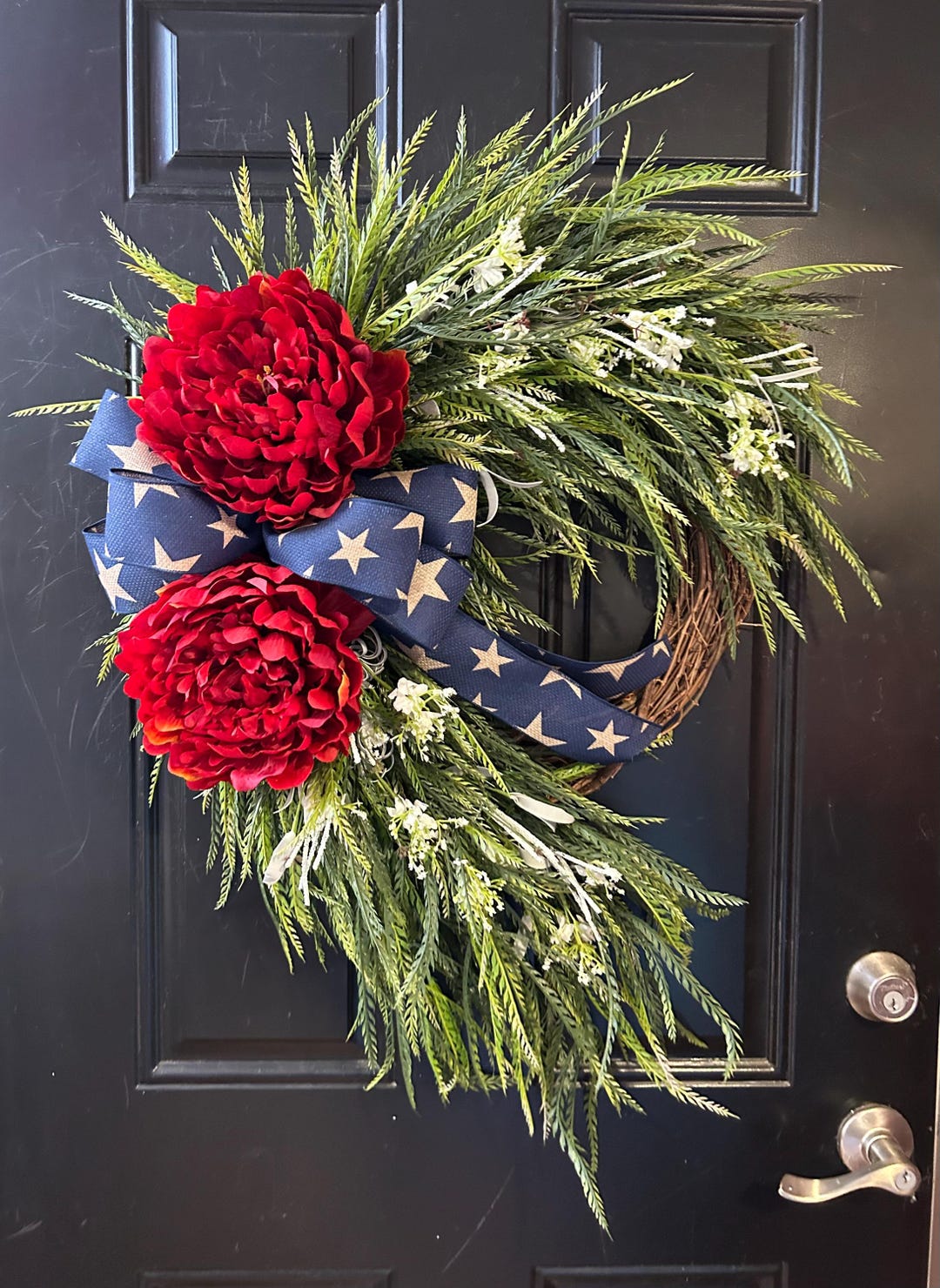 Patriotic Front Door Decor, Red White and Blue Wreath, Red White Blue ...