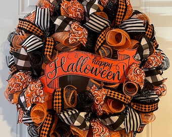 Halloween Wreath, Halloween Door Wreath, Halloween Front Door Wreath, Halloween, Halloween Decor, Halloween Door Wreaths, Halloween Wreaths