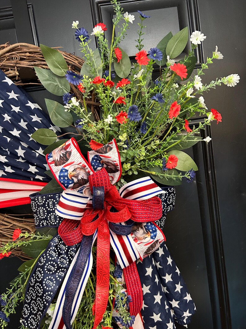 Patriotic Wreath, 4th of July Wreath, Red White and Blue Wreath ...