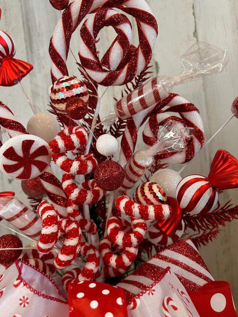 Peppermint Candy Christmas Tree Topper: Red & White Holiday Decor - Etsy